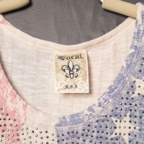 Vocal American Flag Tank Top with Sparkling Stones - Picture 3 of 4